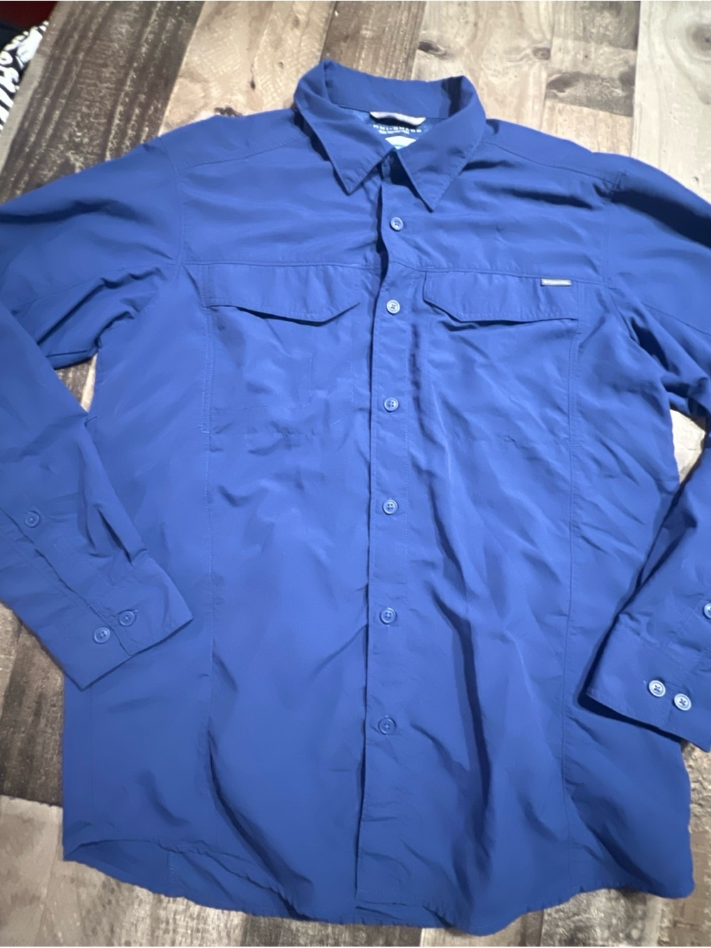 Men's Columbia Mini-Shade  Casual Long-Sleeve Button-Down Shirt - Blue medium